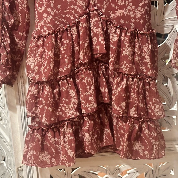 Bardot Ruffled Floral Dress in Dusty Rose - Picture 8 of 8